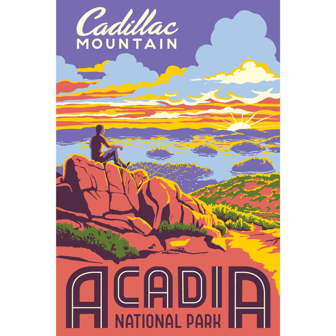 Acadia National Park, Maine, Explorer Series, Cadillac Mountain, Lantern Press Artwork, Stretched Canvas Canvas Lantern Press 