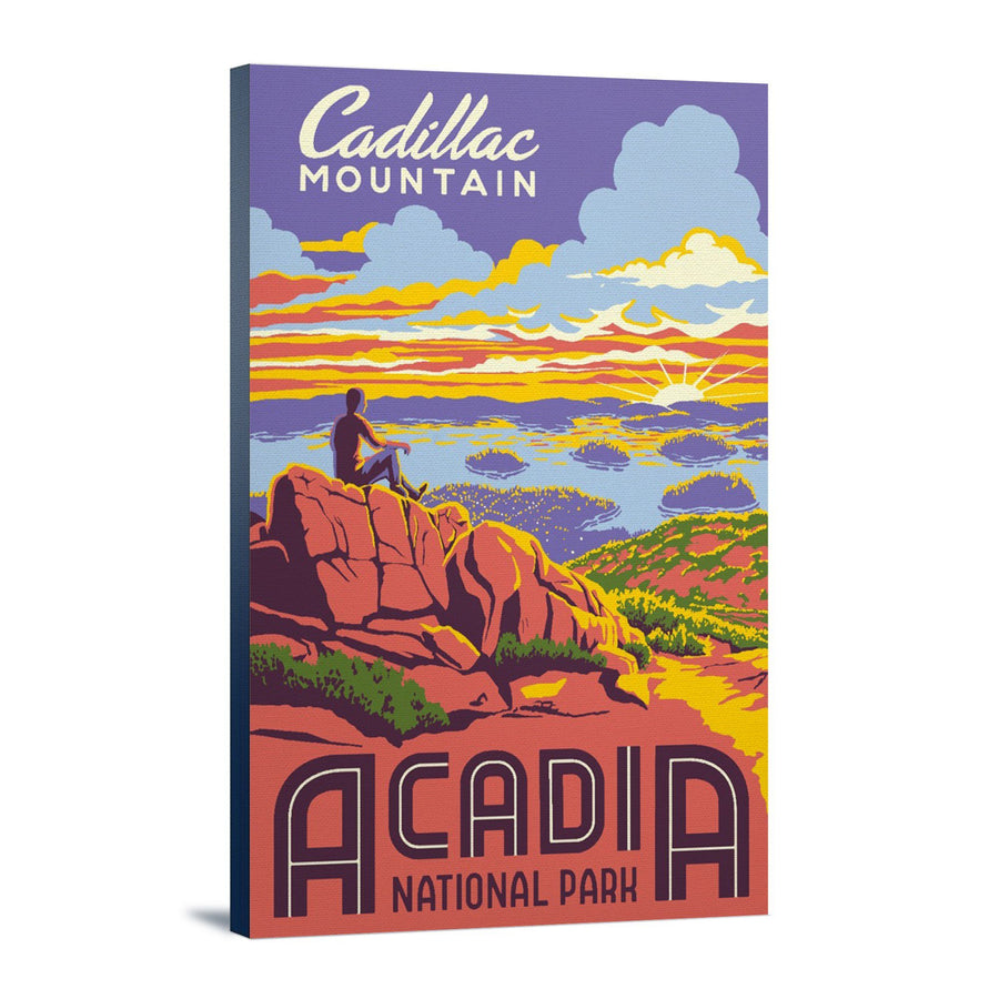 Acadia National Park, Maine, Explorer Series, Cadillac Mountain, Lantern Press Artwork, Stretched Canvas Canvas Lantern Press 
