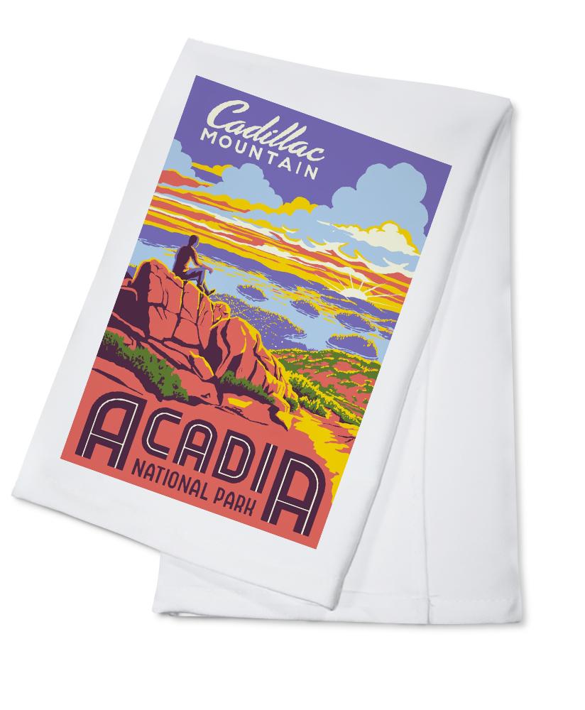 Acadia National Park, Maine, Explorer Series, Cadillac Mountain, Lantern Press Artwork, Towels and Aprons Kitchen Lantern Press 