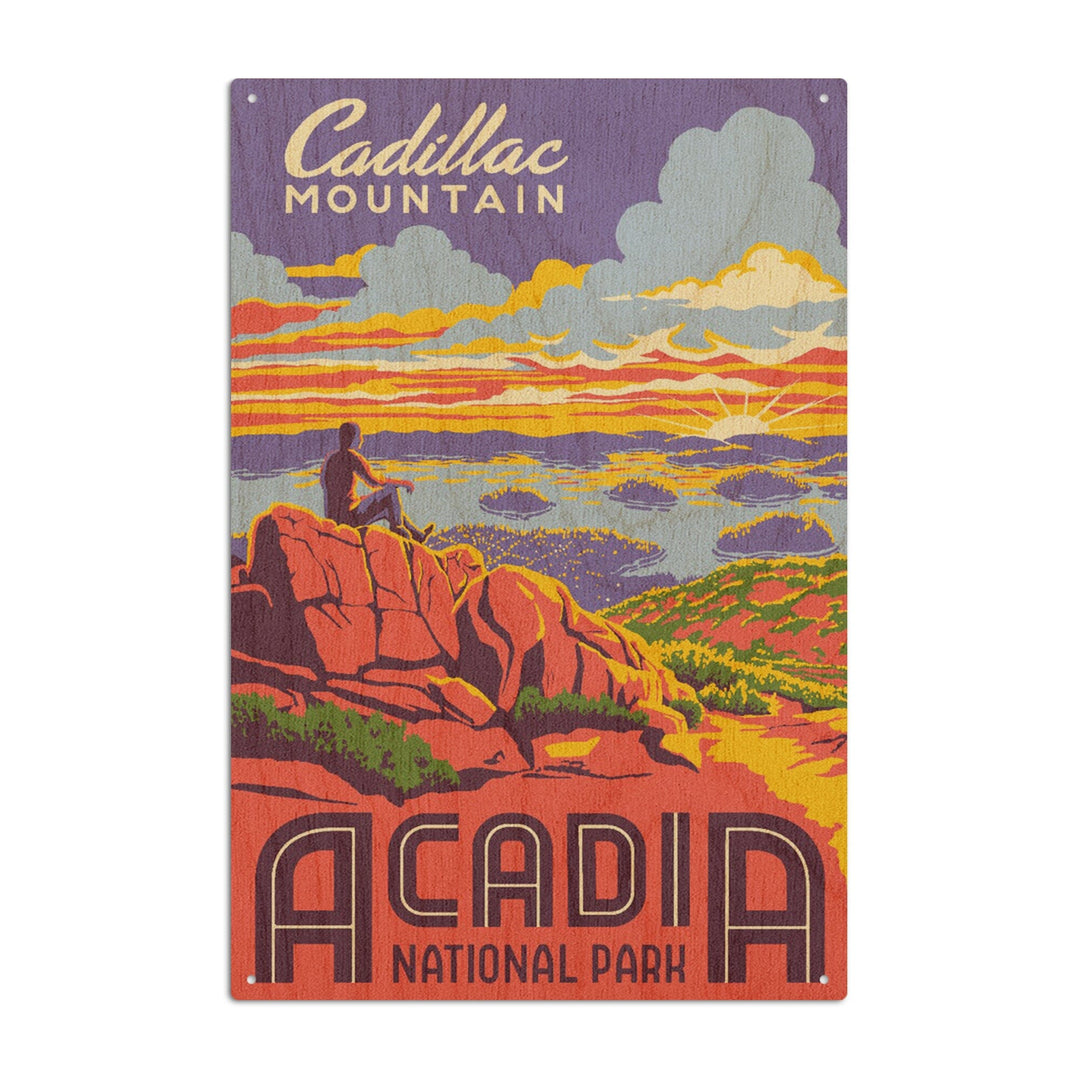 Acadia National Park, Maine, Explorer Series, Cadillac Mountain, Lantern Press Artwork, Wood Signs and Postcards Wood Lantern Press 10 x 15 Wood Sign 