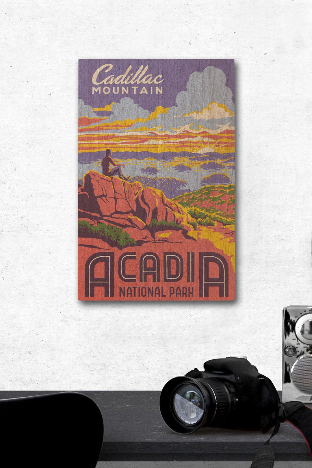 Acadia National Park, Maine, Explorer Series, Cadillac Mountain, Lantern Press Artwork, Wood Signs and Postcards Wood Lantern Press 12 x 18 Wood Gallery Print 