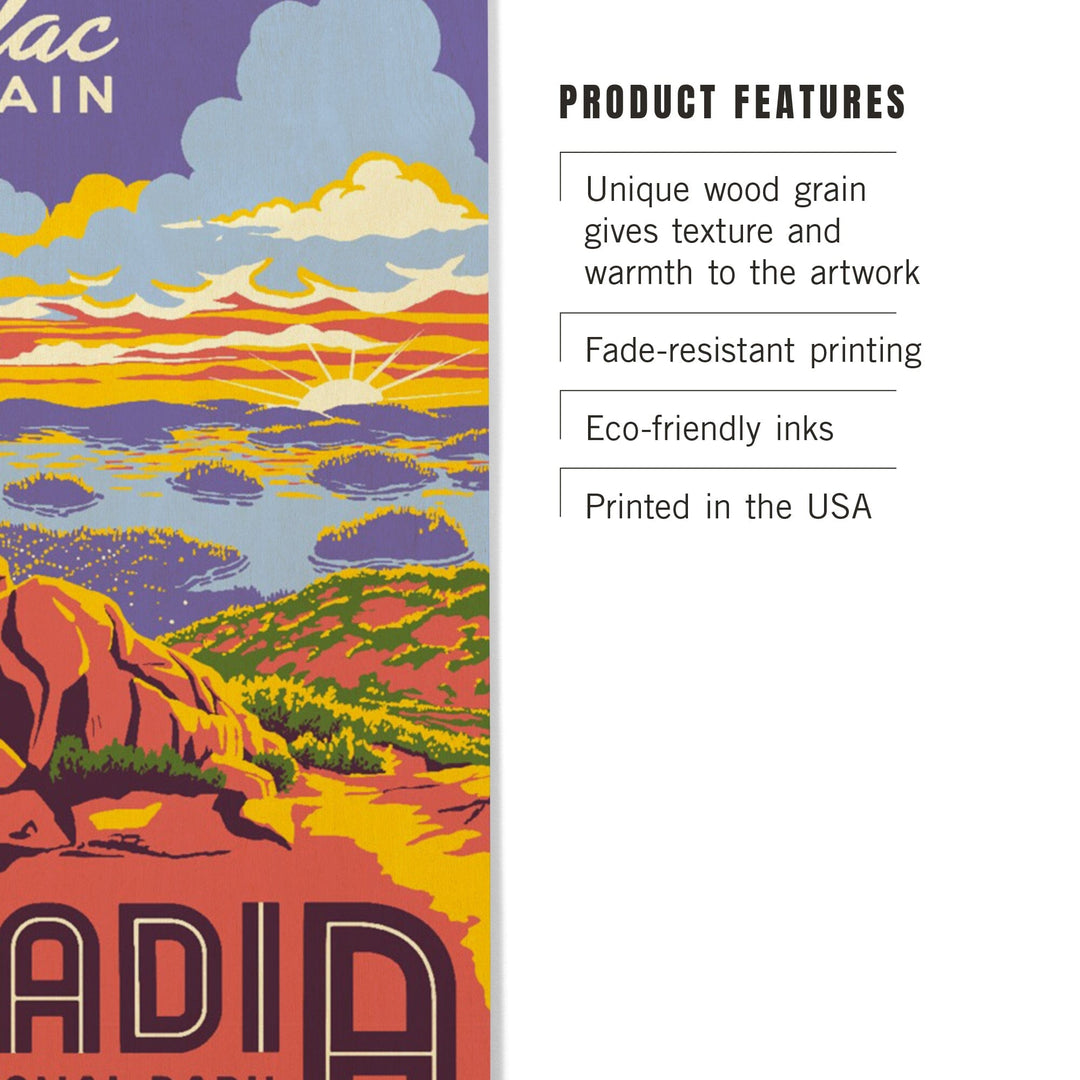 Acadia National Park, Maine, Explorer Series, Cadillac Mountain, Lantern Press Artwork, Wood Signs and Postcards Wood Lantern Press 