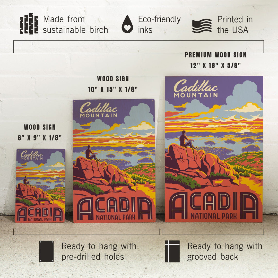 Acadia National Park, Maine, Explorer Series, Cadillac Mountain, Lantern Press Artwork, Wood Signs and Postcards Wood Lantern Press 