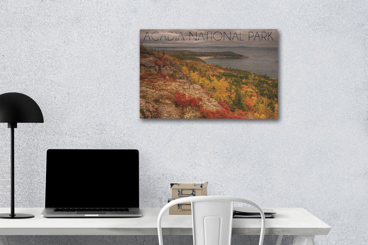 Acadia National Park, Maine, Fall Scenery, Lantern Press Photography, Wood Signs and Postcards Wood Lantern Press 12 x 18 Wood Gallery Print 