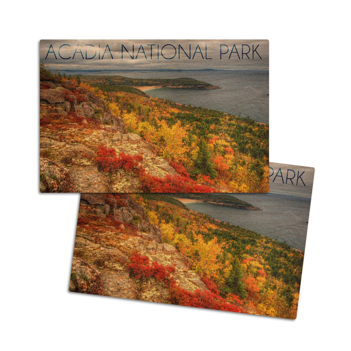 Acadia National Park, Maine, Fall Scenery, Lantern Press Photography, Wood Signs and Postcards Wood Lantern Press 4x6 Wood Postcard Set 