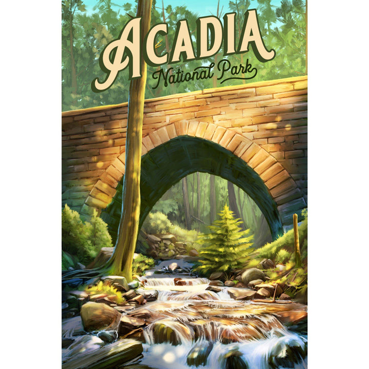 Acadia National Park, Maine, Oil Painting, Lantern Press Artwork, Towels and Aprons Kitchen Lantern Press 