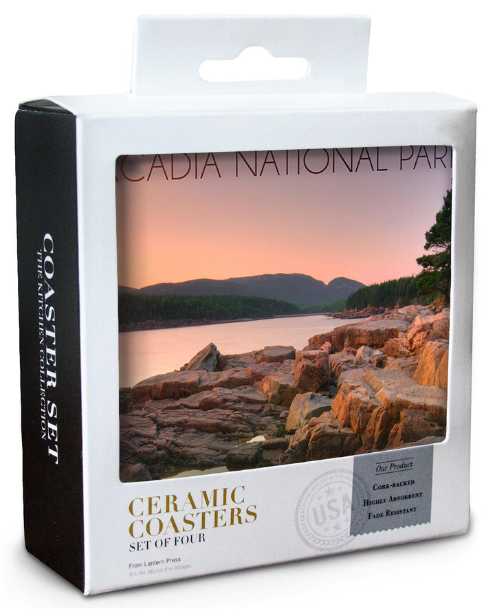 Acadia National Park, Maine, Rocks and Water, Lantern Press Photography, Coaster Set Coasters Lantern Press 