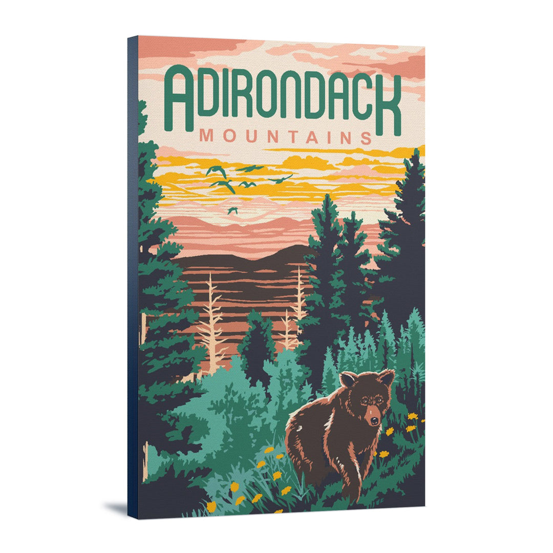 Adirondack Mountains, Explorer Series, Lantern Press Artwork, Stretched Canvas Canvas Lantern Press 12x18 Stretched Canvas 