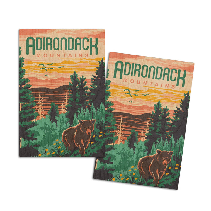 Adirondack Mountains, Explorer Series, Lantern Press Artwork, Wood Signs and Postcards Wood Lantern Press 4x6 Wood Postcard Set 