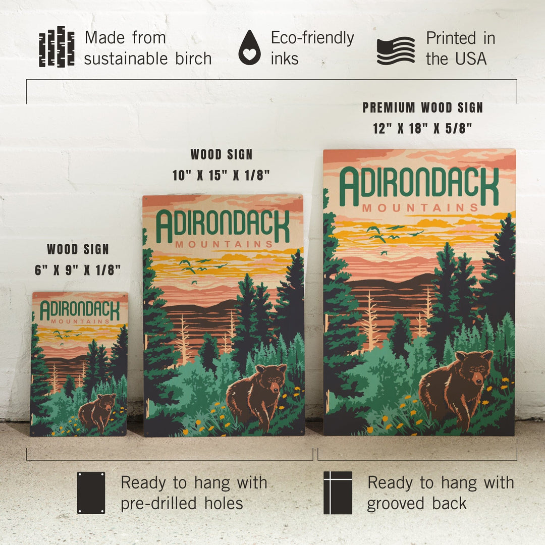 Adirondack Mountains, Explorer Series, Lantern Press Artwork, Wood Signs and Postcards Wood Lantern Press 