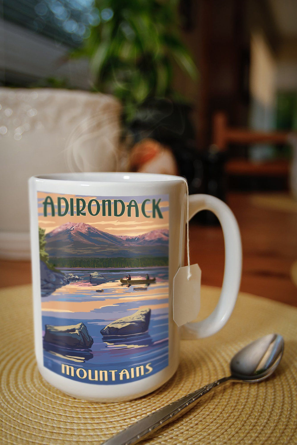 Adirondack Mountains, New York, Lake and Mountain View, Lantern Press Artwork, Ceramic Mug Mugs Lantern Press 