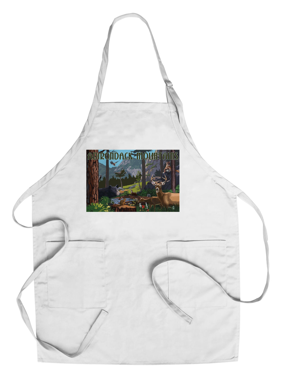 Adirondack Mountains, New York, Wildlife Utopia, Lantern Press Artwork, Towels and Aprons Kitchen Lantern Press Chef's Apron 