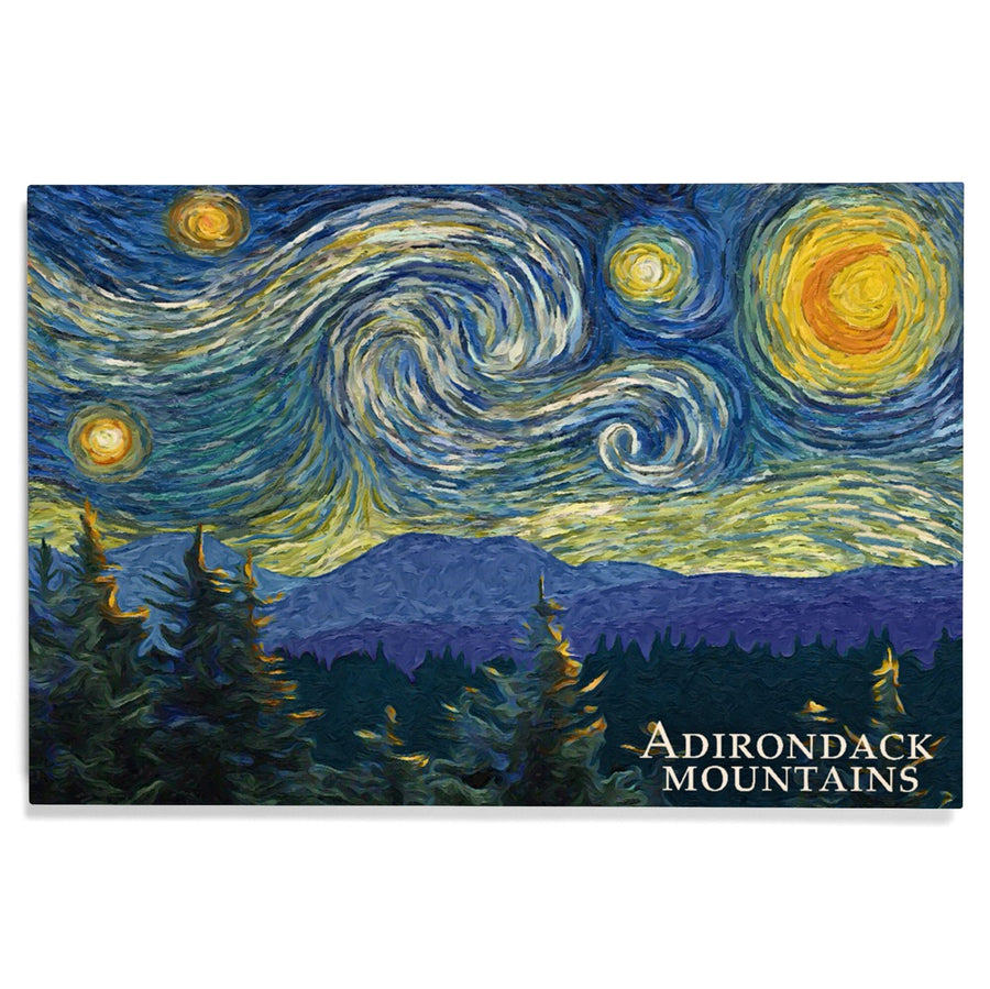 Adirondack Mountains, Starry Night, Lantern Press Artwork, Wood Signs and Postcards Wood Lantern Press 
