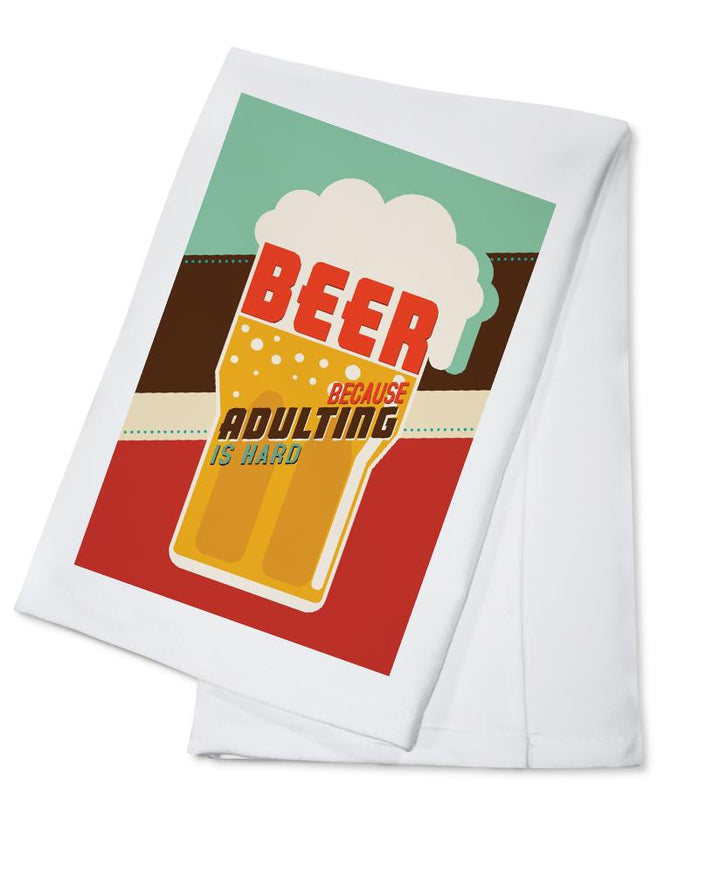 Adulting is Hard, Beer Sentiment, Vector, Contour, Lantern Press Artwork, Towels and Aprons Kitchen Lantern Press 