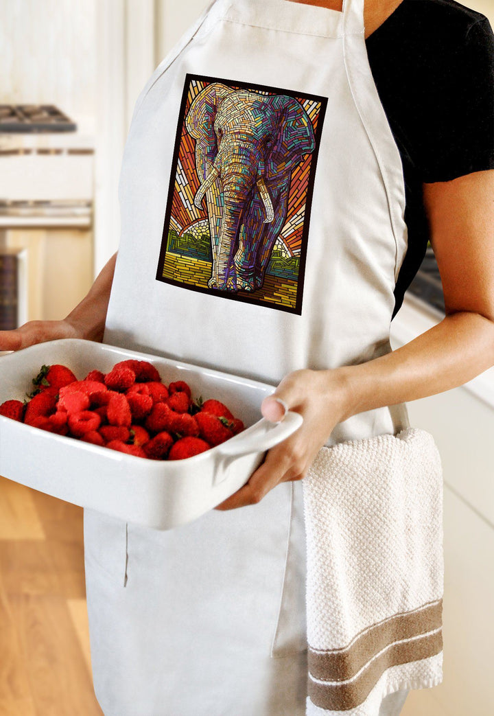 African Elephant, Paper Mosaic, Lantern Press Artwork, Towels and Aprons Kitchen Lantern Press 