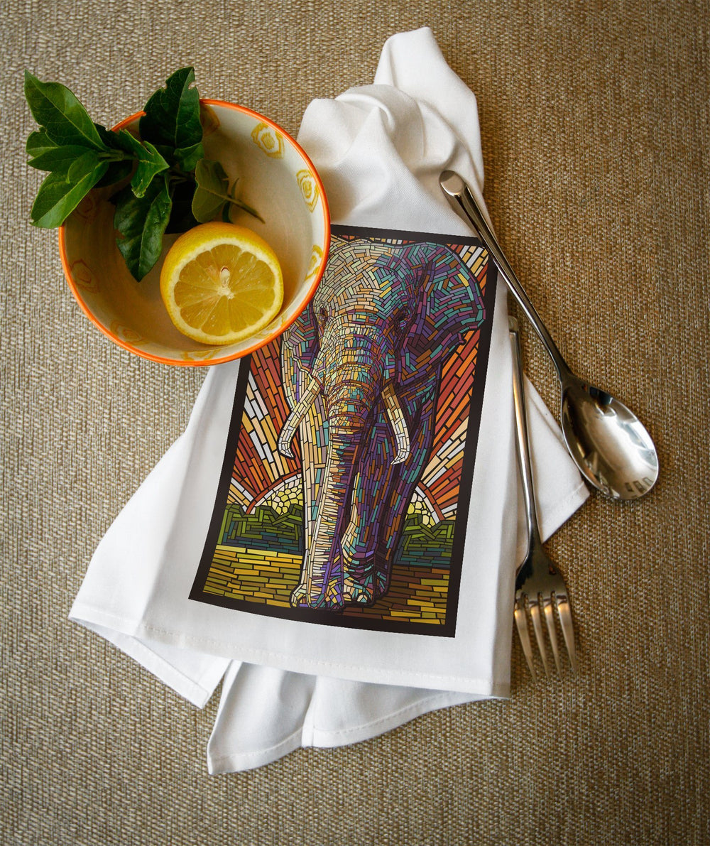 African Elephant, Paper Mosaic, Lantern Press Artwork, Towels and Aprons Kitchen Lantern Press 