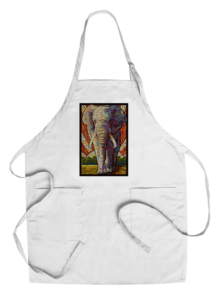 African Elephant, Paper Mosaic, Lantern Press Artwork, Towels and Aprons Kitchen Lantern Press Chef's Apron 