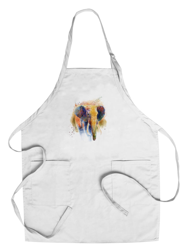 African Elephant, Watercolor, Lantern Press Artwork, Towels and Aprons Kitchen Lantern Press Chef's Apron 
