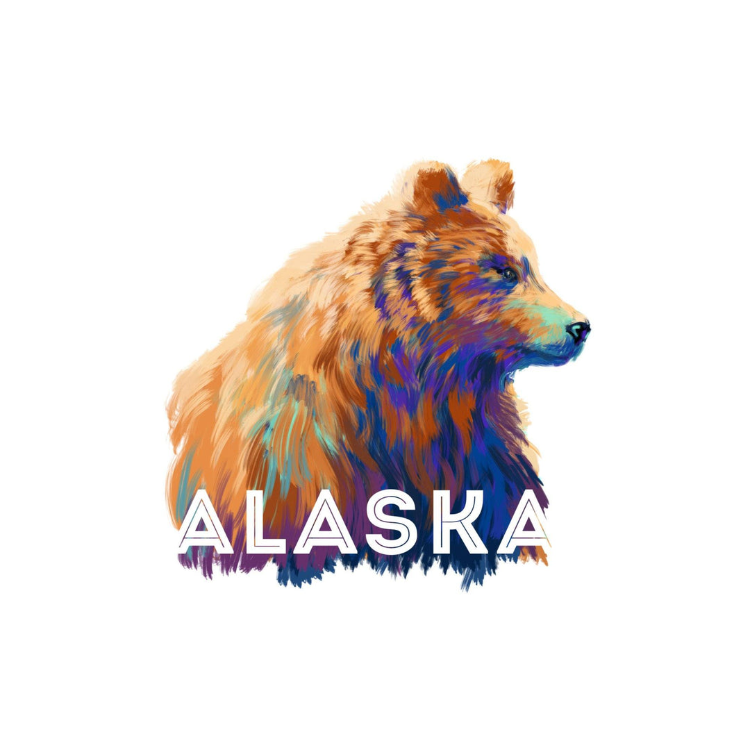 Alaska, Grizzly Bear, Vivid Watercolor, Contour, Lantern Press Artwork, Towels and Aprons Kitchen Lantern Press 
