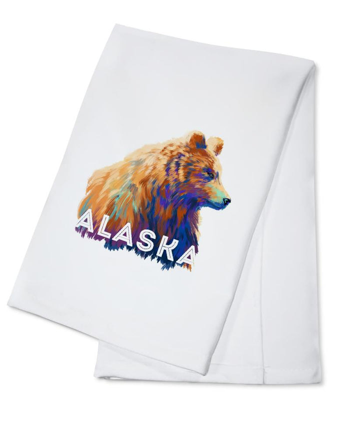 Alaska, Grizzly Bear, Vivid Watercolor, Contour, Lantern Press Artwork, Towels and Aprons Kitchen Lantern Press Cotton Towel 