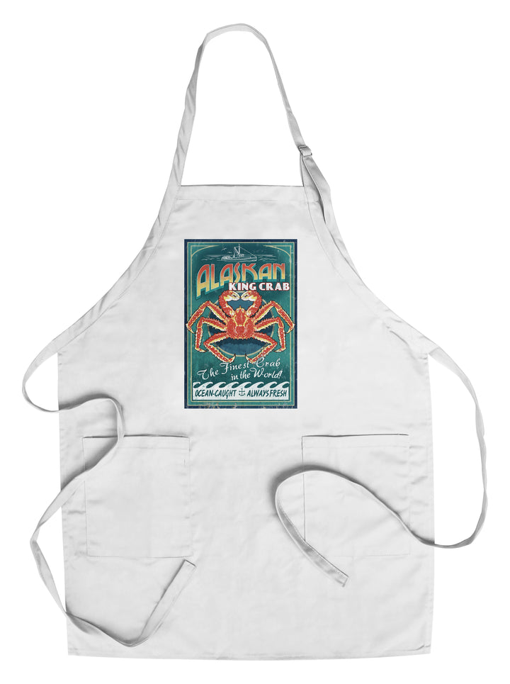 Alaska King Crab Vintage Sign, Lantern Press Artwork, Towels and Aprons Kitchen Lantern Press Chef's Apron 