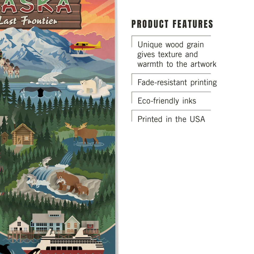 Alaska, Retro Scenes, Lantern Press Poster, Wood Signs and Postcards Wood Lantern Press 