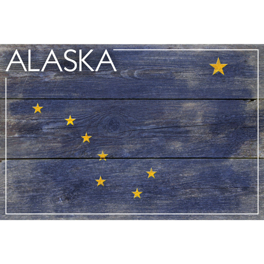 Alaska, Rustic State Flag, Lantern Press Artwork, Towels and Aprons Kitchen Lantern Press 