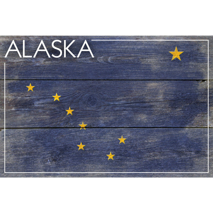 Alaska, Rustic State Flag, Lantern Press Artwork, Towels and Aprons Kitchen Lantern Press 