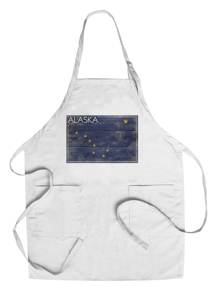 Alaska, Rustic State Flag, Lantern Press Artwork, Towels and Aprons Kitchen Lantern Press Chef's Apron 