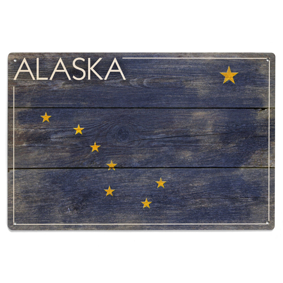 Alaska, Rustic State Flag, Lantern Press Artwork, Wood Signs and Postcards Wood Lantern Press 