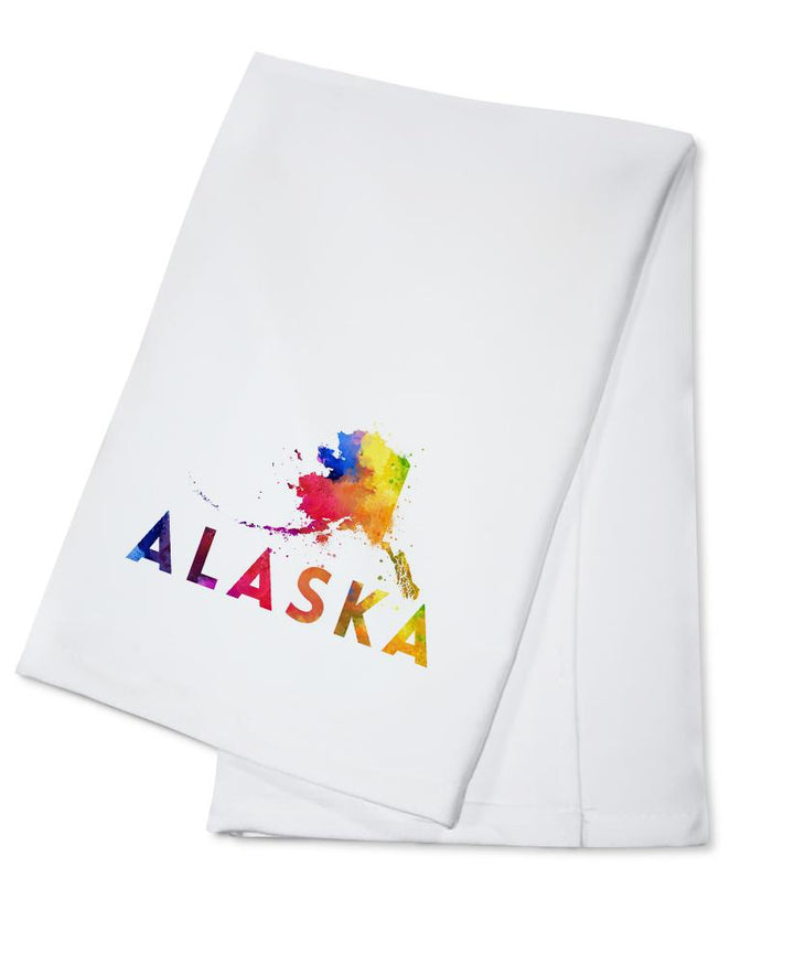 Alaska, State, Vibrant Watercolor, Lantern Press Artwork, Towels and Aprons Kitchen Lantern Press Cotton Towel 