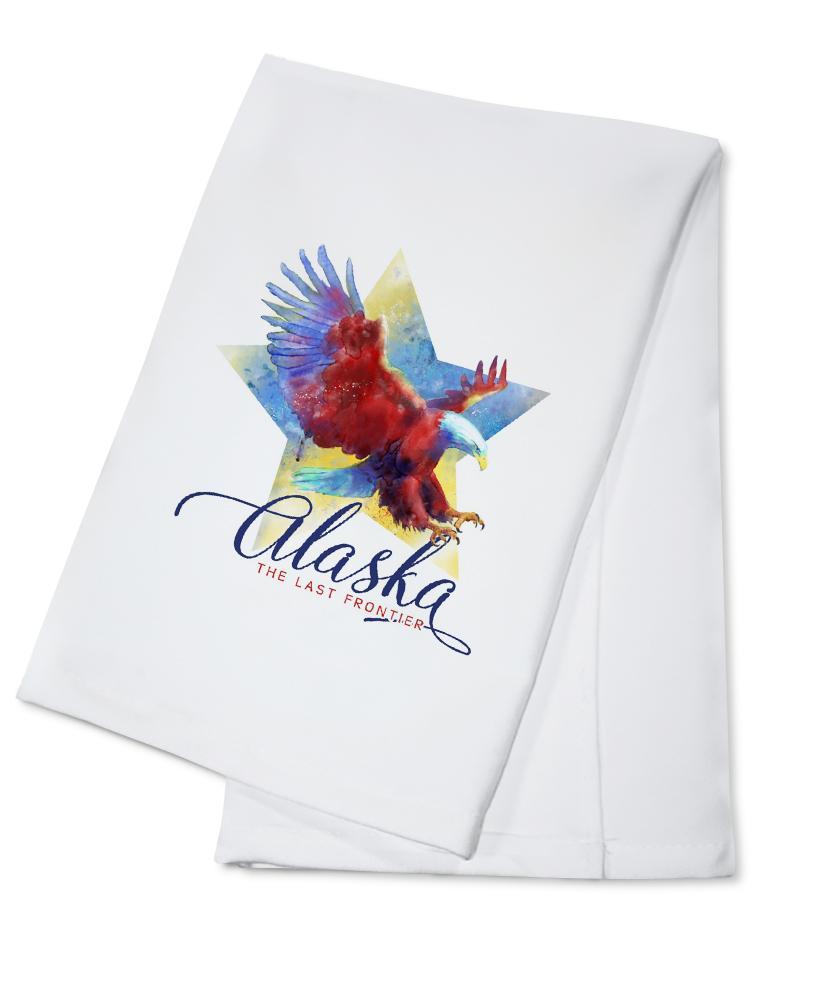 Alaska, The Last Frontier, Eagle, Watercolor, Contour, Lantern Press Artwork, Towels and Aprons Kitchen Lantern Press 