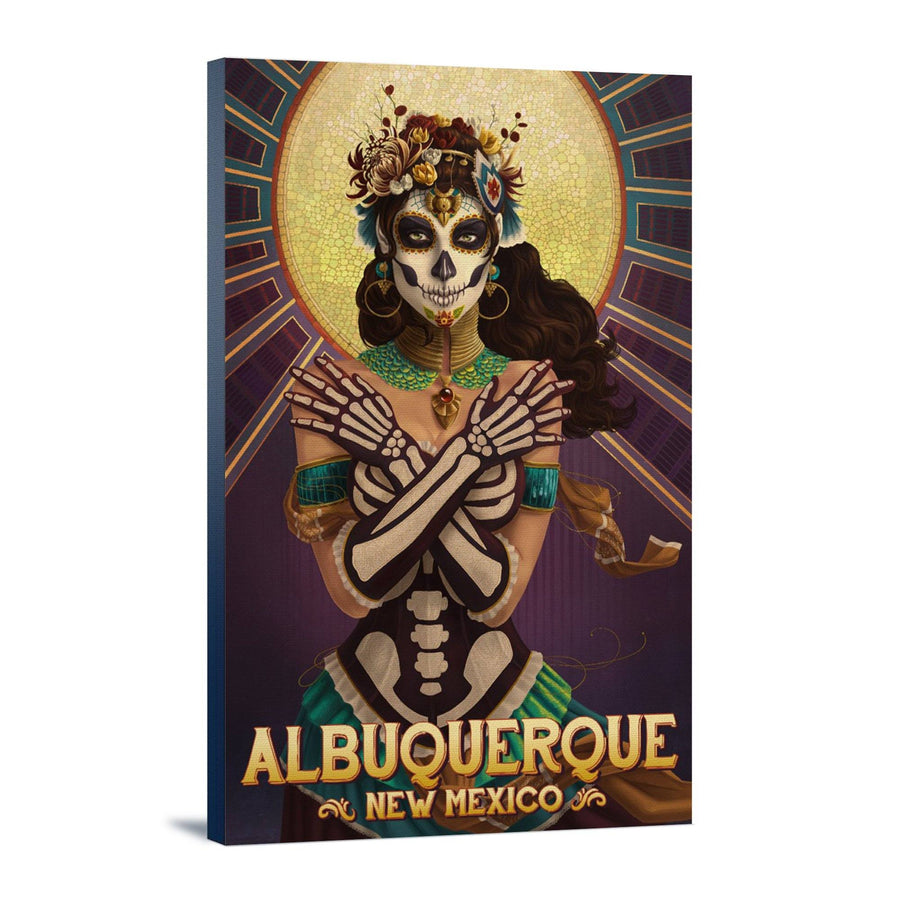 Albuquerque, New Mexico, Day of the Dead, Crossbones, Lantern Press Artwork, Stretched Canvas Canvas Lantern Press 
