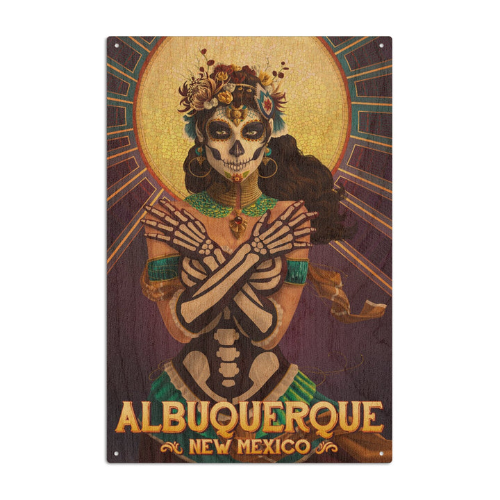 Albuquerque, New Mexico, Day of the Dead, Crossbones, Lantern Press Artwork, Wood Signs and Postcards Wood Lantern Press 6x9 Wood Sign 
