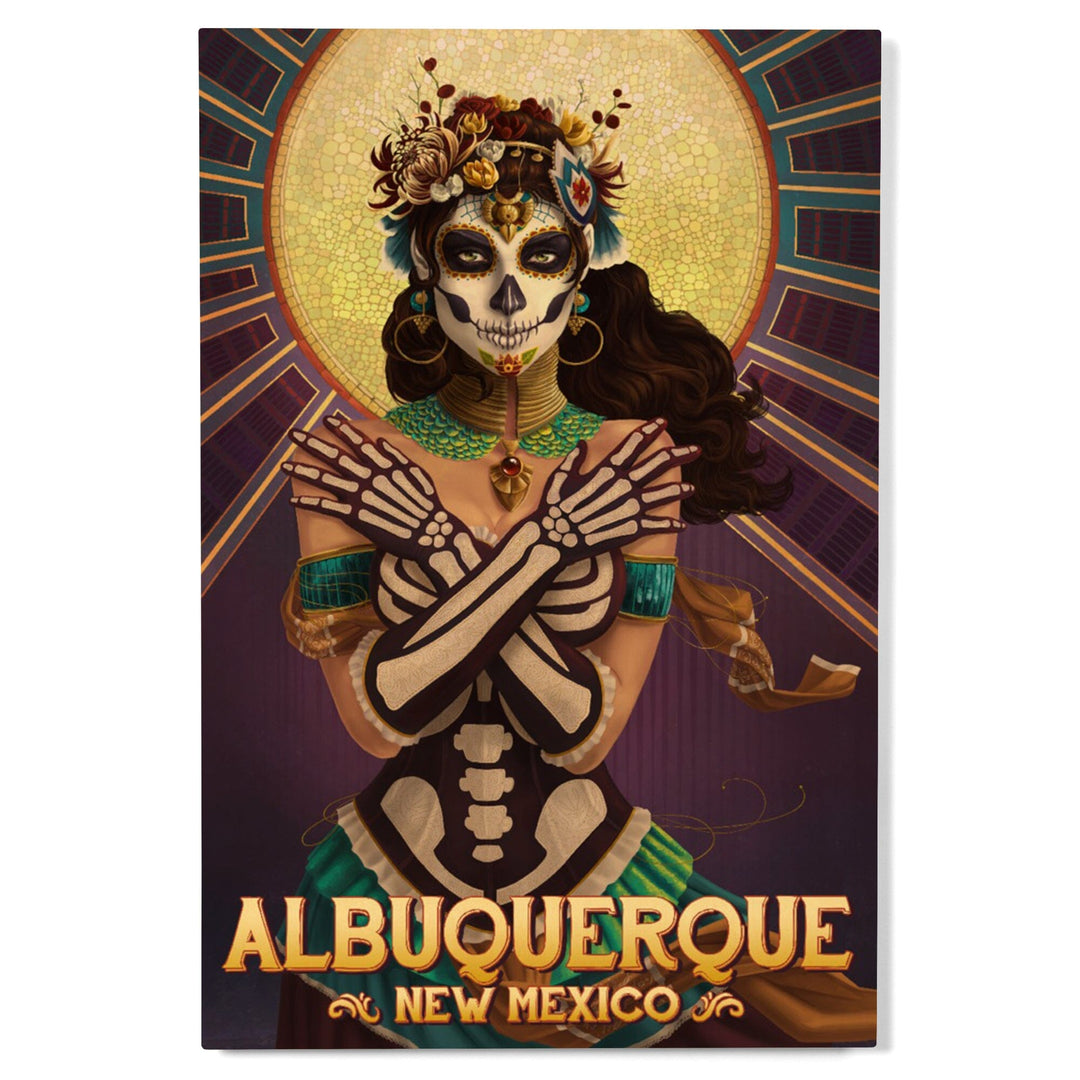 Albuquerque, New Mexico, Day of the Dead, Crossbones, Lantern Press Artwork, Wood Signs and Postcards Wood Lantern Press 