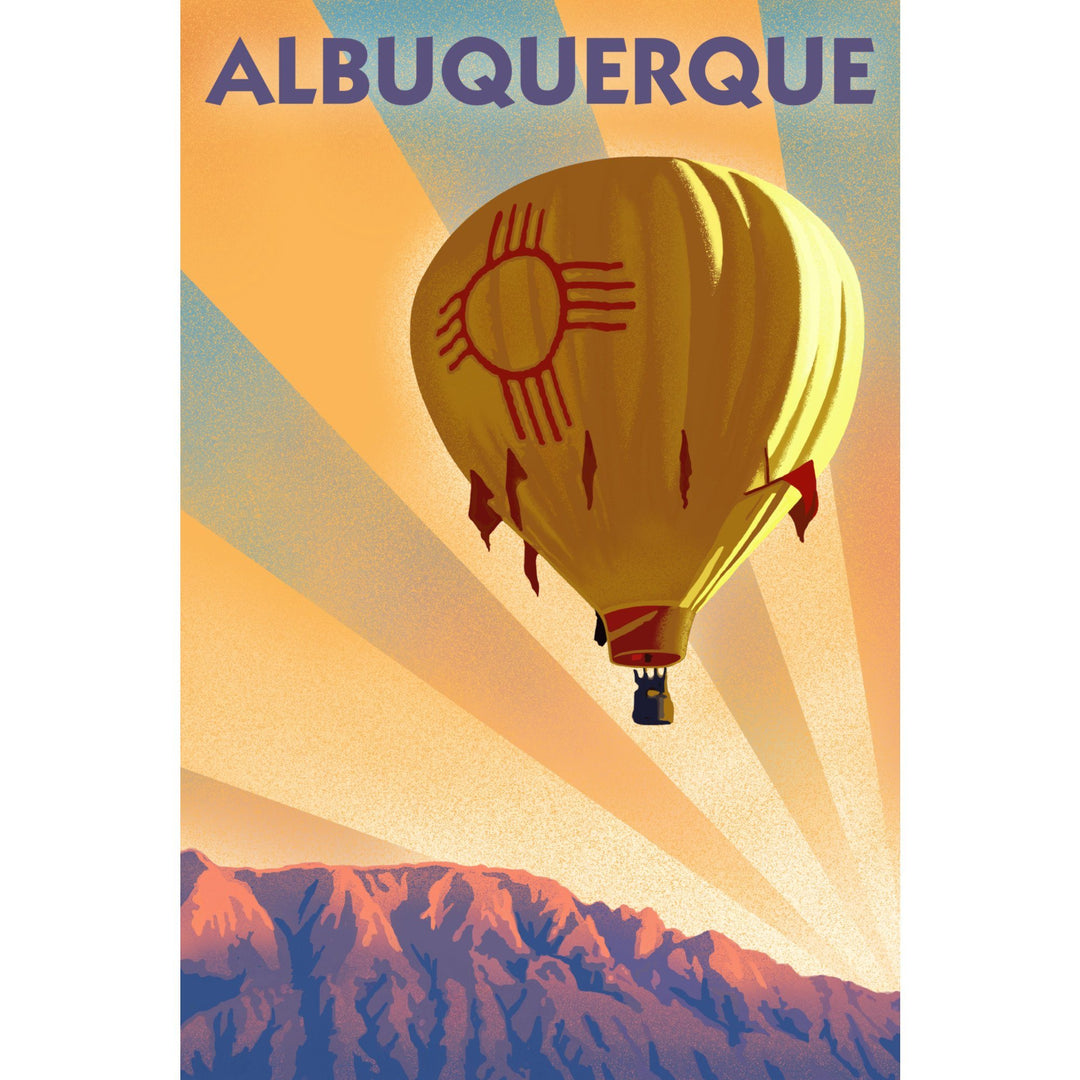 Albuquerque, New Mexico, Hot Air Balloon, Lithograph, Lantern Press Artwork, Art Prints and Metal Signs Canvas Lantern Press 