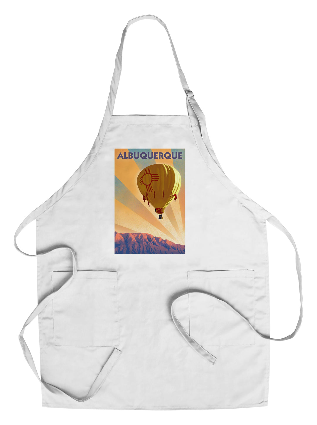 Albuquerque, New Mexico, Hot Air Balloon, Lithograph, Lantern Press Artwork, Towels and Aprons Kitchen Lantern Press Chef's Apron 