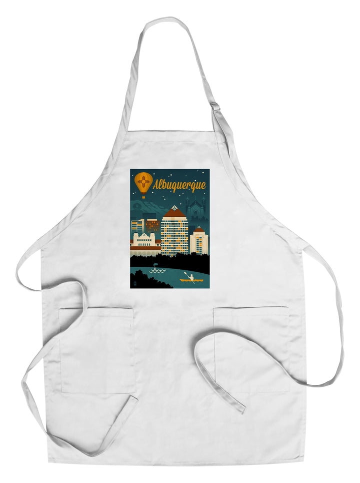 Albuquerque, New Mexico, Retro Skyline, Lantern Press Artwork, Towels and Aprons Kitchen Lantern Press Chef's Apron 