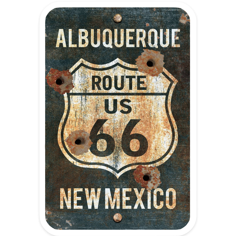 Albuquerque, New Mexico, Route 66 Sign, Contour Sticker Lantern Press 