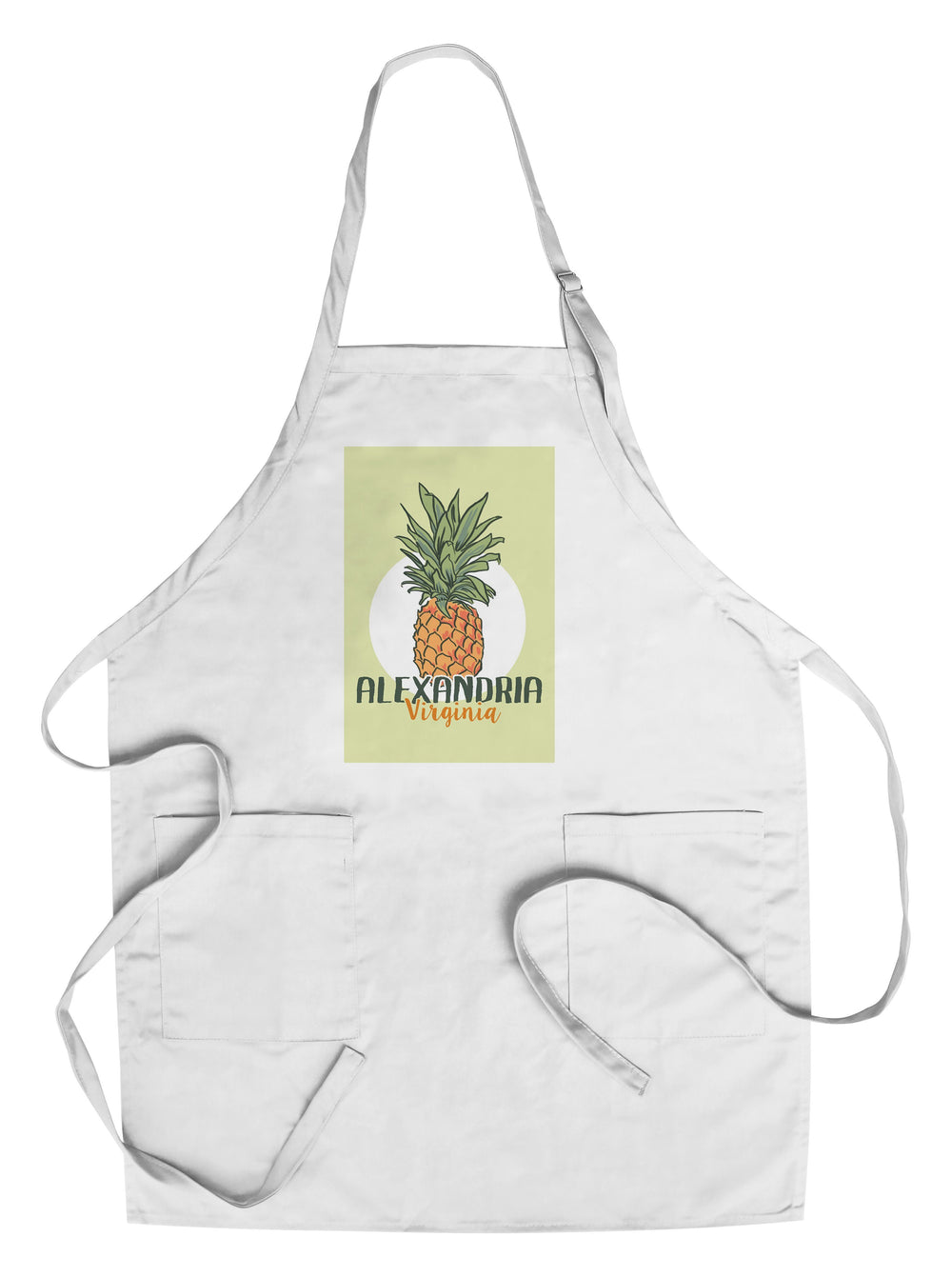 Alexandria, Virginia, Pineapple, Contour, Lantern Press Artwork, Towels and Aprons Kitchen Lantern Press Chef's Apron 