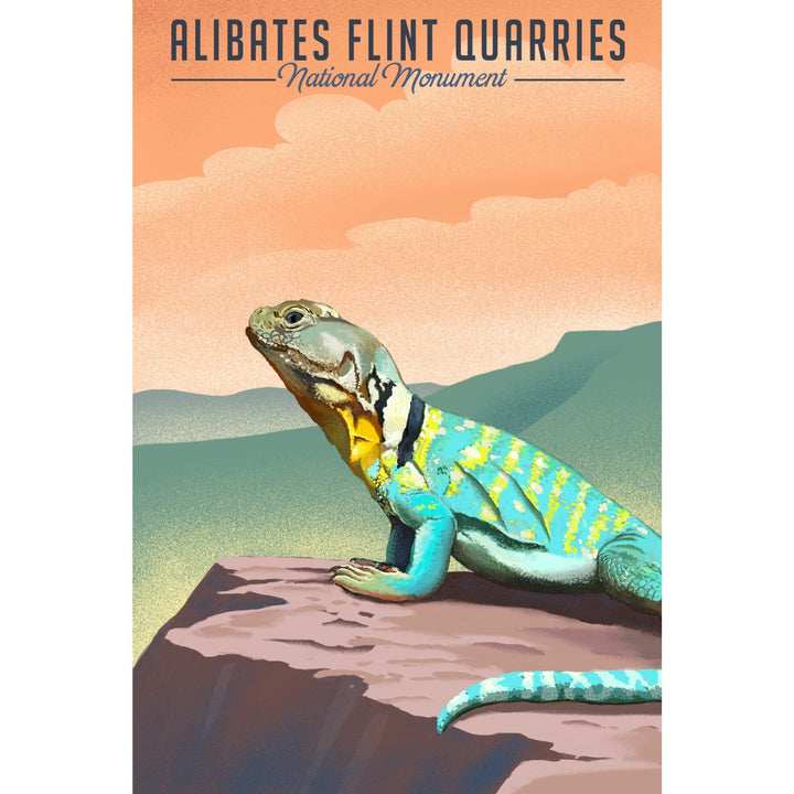 Alibates Flint Quarries National Monument, Texas, Collared Lizard Litho, Lantern Press Artwork, Stretched Canvas Canvas Lantern Press 