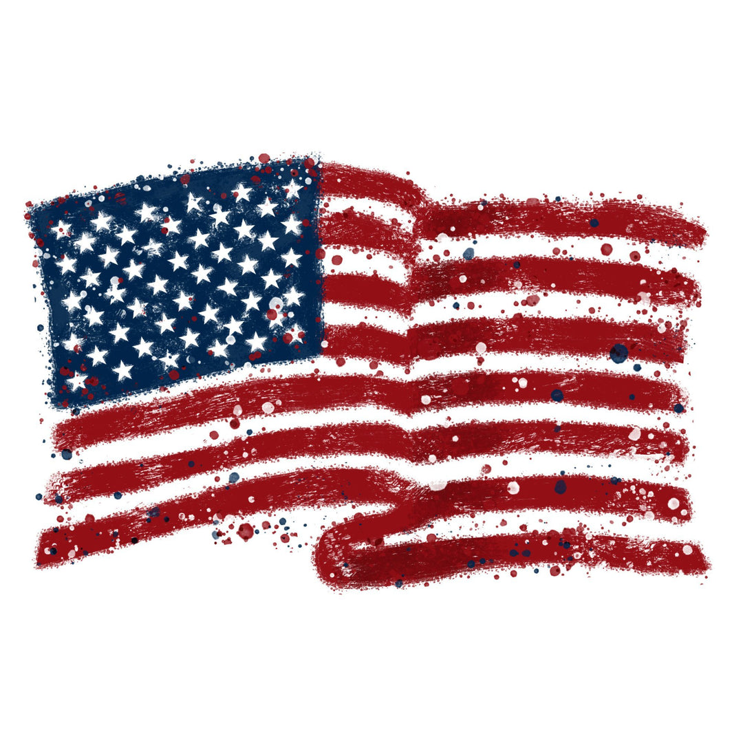 American Flag, Abstract, Watercolor Splatter, Contour, Lantern Press Artwork, Towels and Aprons Kitchen Lantern Press 