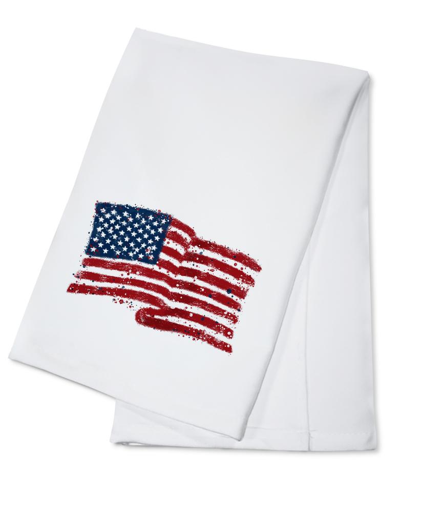 American Flag, Abstract, Watercolor Splatter, Contour, Lantern Press Artwork, Towels and Aprons Kitchen Lantern Press 