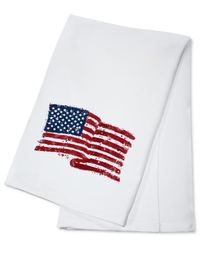 American Flag, Abstract, Watercolor Splatter, Contour, Lantern Press Artwork, Towels and Aprons Kitchen Lantern Press Cotton Towel 