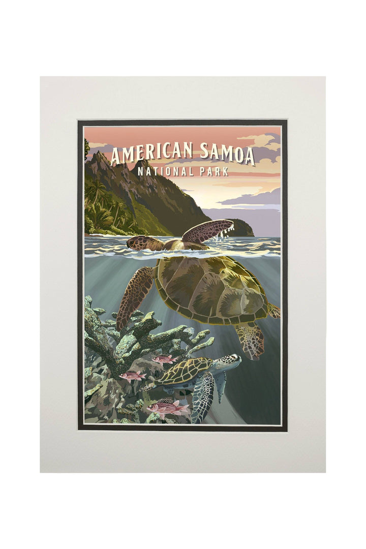 American Samoa National Park, American Samoa, Painterly National Park Series, Art Prints and Metal Signs Art Lantern Press 11 x 14 Matted Art Print 
