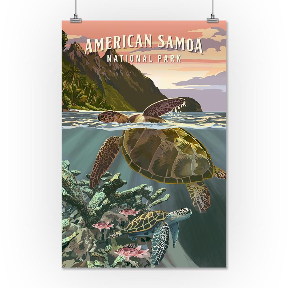 American Samoa National Park, American Samoa, Painterly National Park Series, Art Prints and Metal Signs Art Lantern Press 16 x 24 Giclee Print 