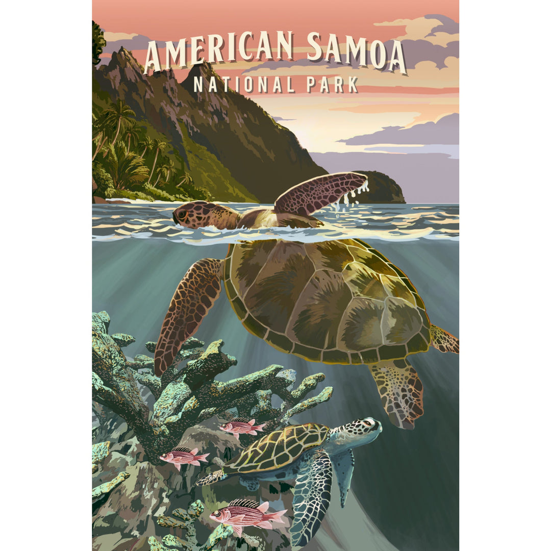 American Samoa National Park, American Samoa, Painterly National Park Series, Stretched Canvas Canvas Lantern Press 