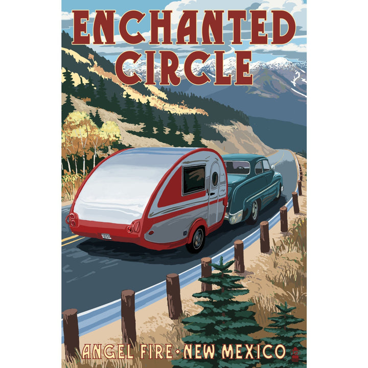 Angel Fire, New Mexico, Enchanted Circle, Fall Retro Camper, Lantern Press Artwork, Stretched Canvas Canvas Lantern Press 