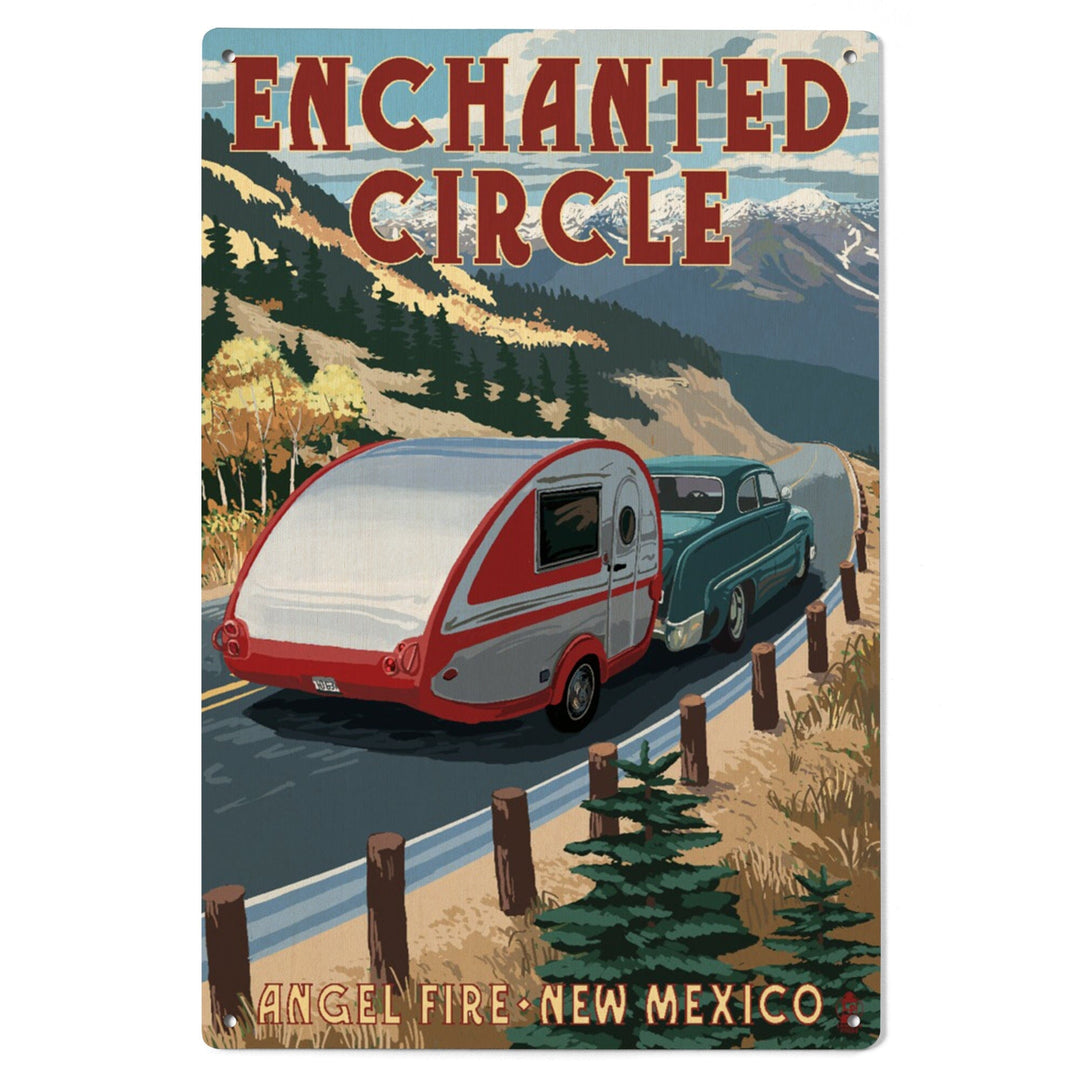 Angel Fire, New Mexico, Enchanted Circle, Fall Retro Camper, Lantern Press Artwork, Wood Signs and Postcards Wood Lantern Press 