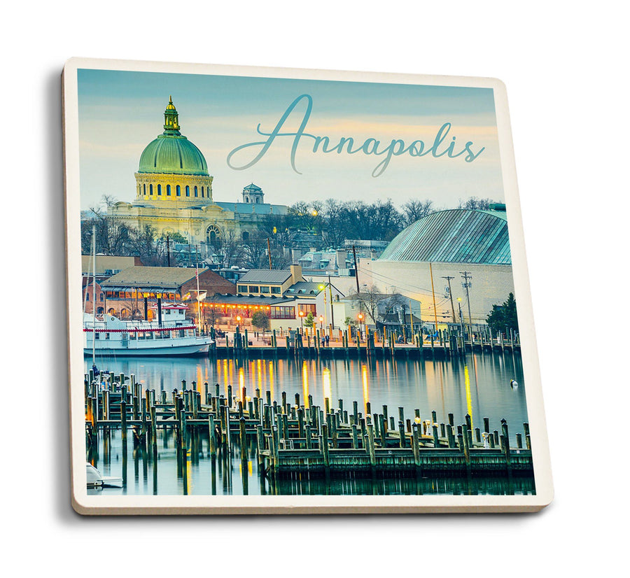 Annapolis, Maryland, Marina, Lantern Press Photography, Coaster Set Coasters Lantern Press 